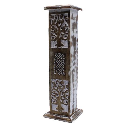 White Washed Incense Holder Smoke Tower