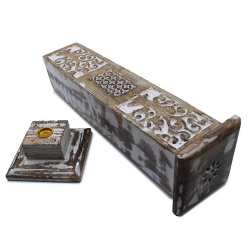 White Washed Incense Holder Smoke Tower